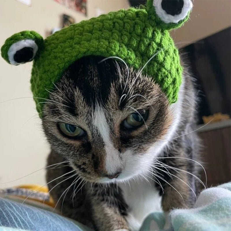 Knitted Wool Pet Hat Photo Frog Headdress | Luxury Home Accessories | Heulog Glow