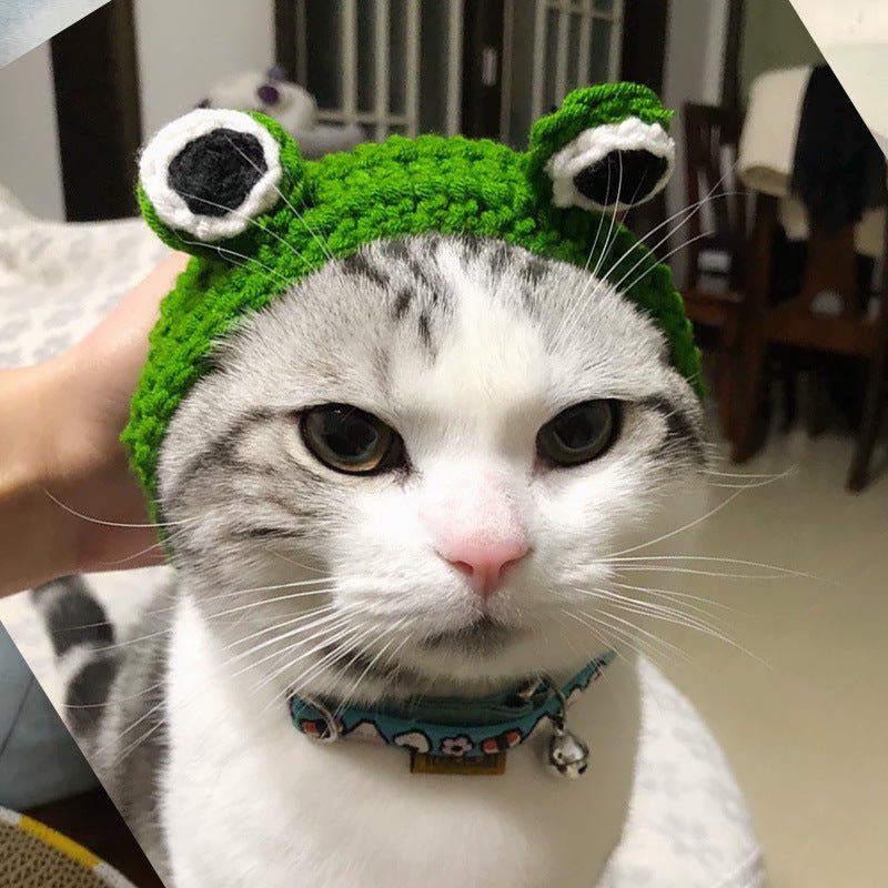 Knitted Wool Pet Hat Photo Frog Headdress | Luxury Home Accessories | Heulog Glow