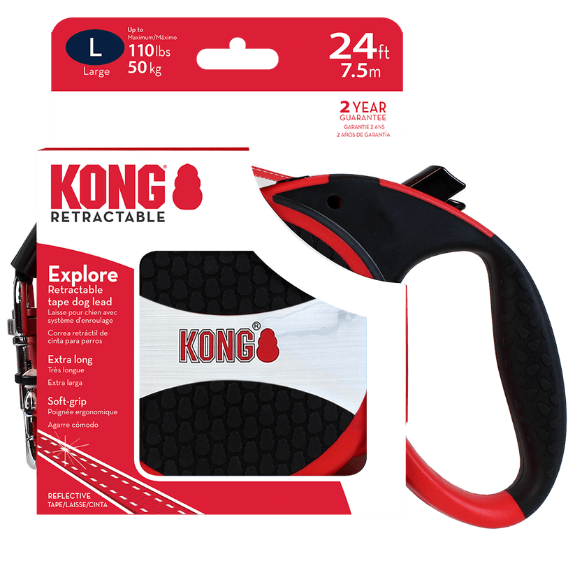 KONG Explore Retractable Red Large Up To 50kg 7.5m | Luxury Home Accessories | Heulog Glow