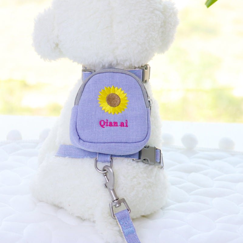 Korean Embroidered Pet Backpack Leash Chest Strap | Luxury Home Accessories | Heulog Glow