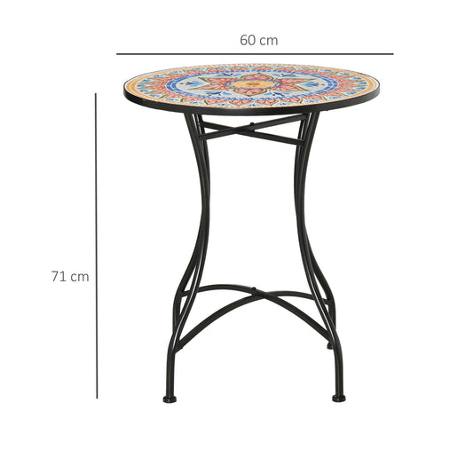 Outsunny Φ60cm Mosaic Outdoor Patio Table - Red