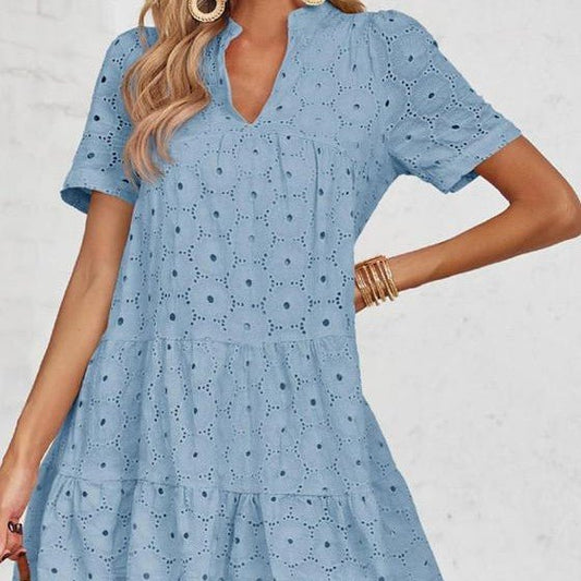 Lace Solid Color V-Neck High-End A-Line Dress | Luxury Home Accessories | Heulog Glow