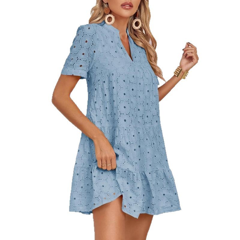 Lace Solid Color V-Neck High-End A-Line Dress | Luxury Home Accessories | Heulog Glow