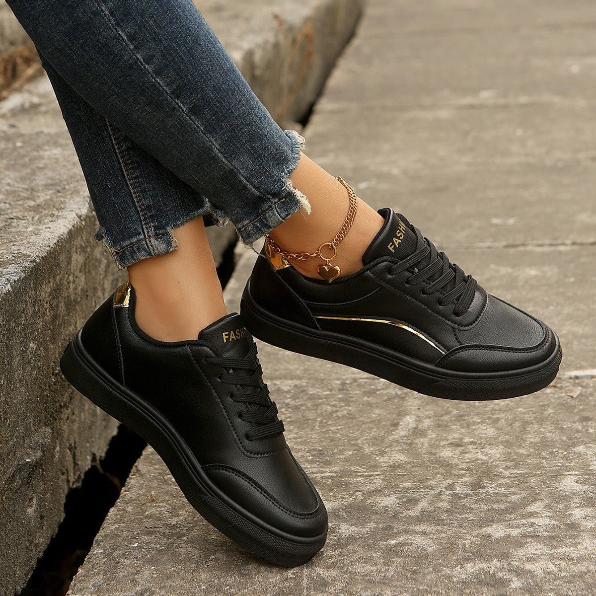 Lace-up White Flats Shoes Fashion Round Toe Slip-on Thick Sole Casual Shoes For Women | Luxury Home Accessories | Heulog Glow