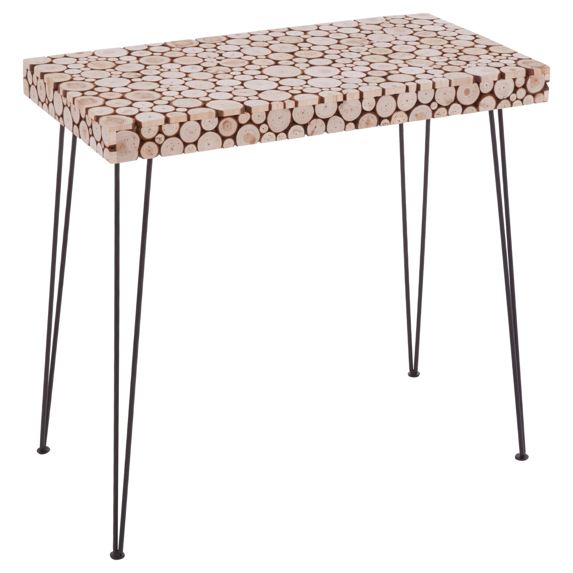 Lacuna Fir Wood Disc Mosaic Console Table | Luxury Home Accessories | Heulog Glow