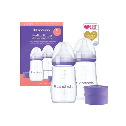 Lansinoh Feeding Bottles with NaturalWave Teat 240ml Pack of 2 | Luxury Home Accessories | Heulog Glow