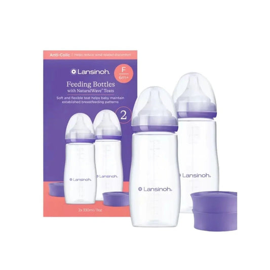 Lansinoh Feeding Bottles with NaturalWave Teat 330ml Pack of 2 | Luxury Home Accessories | Heulog Glow