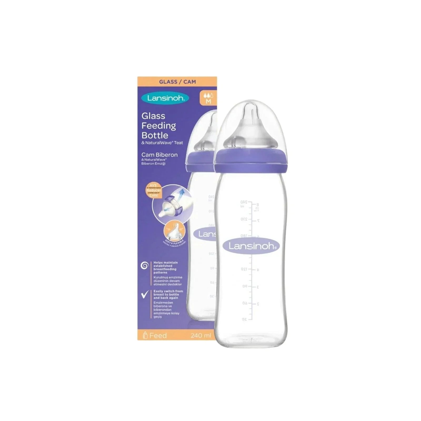 Lansinoh Glass Bottle 240ml | Luxury Home Accessories | Heulog Glow