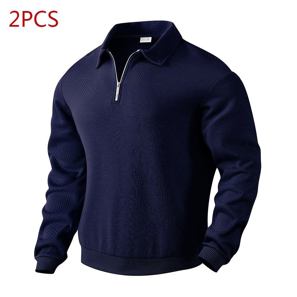 Lapel Jacquard Half-zipper Sweatshirt Fashion Solid Color Long-sleeved Tops For Men Clothing | Luxury Home Accessories | Heulog Glow