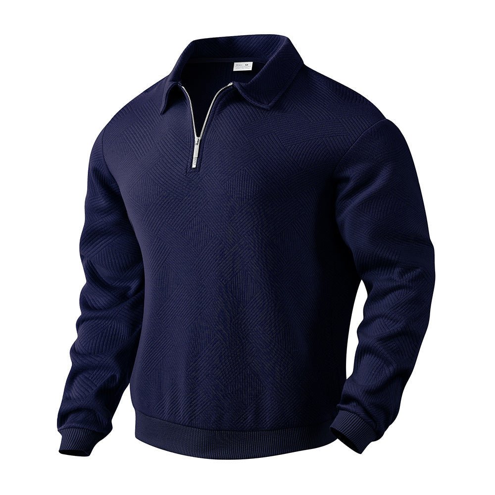 Lapel Jacquard Half-zipper Sweatshirt Fashion Solid Color Long-sleeved Tops For Men Clothing | Luxury Home Accessories | Heulog Glow