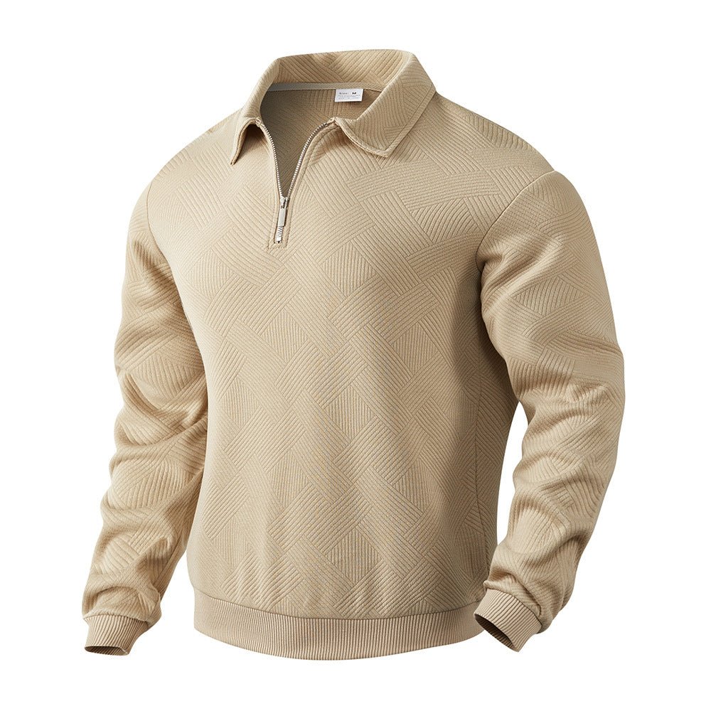 Lapel Jacquard Half-zipper Sweatshirt Fashion Solid Color Long-sleeved Tops For Men Clothing | Luxury Home Accessories | Heulog Glow
