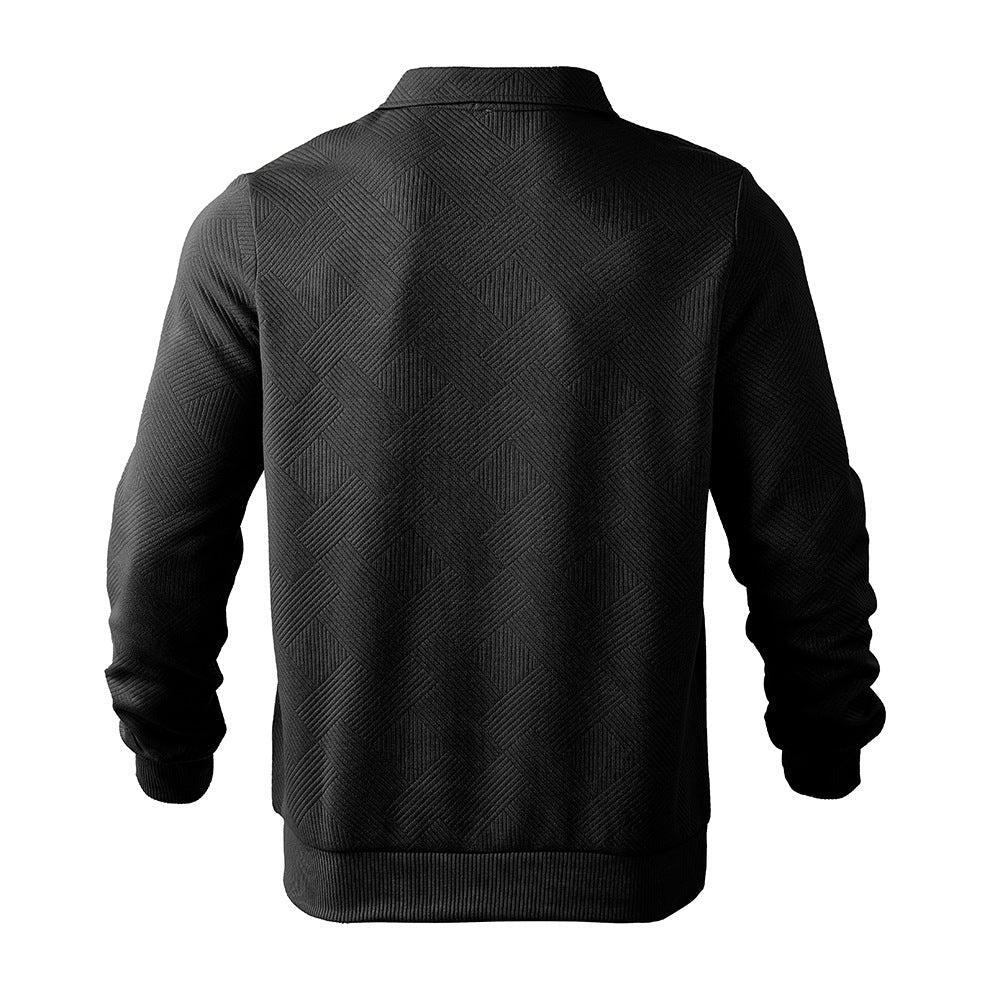 Lapel Jacquard Half-zipper Sweatshirt Fashion Solid Color Long-sleeved Tops For Men Clothing | Luxury Home Accessories | Heulog Glow