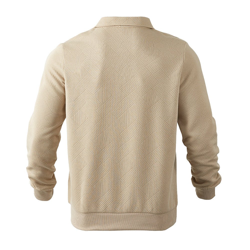 Lapel Jacquard Half-zipper Sweatshirt Fashion Solid Color Long-sleeved Tops For Men Clothing | Luxury Home Accessories | Heulog Glow