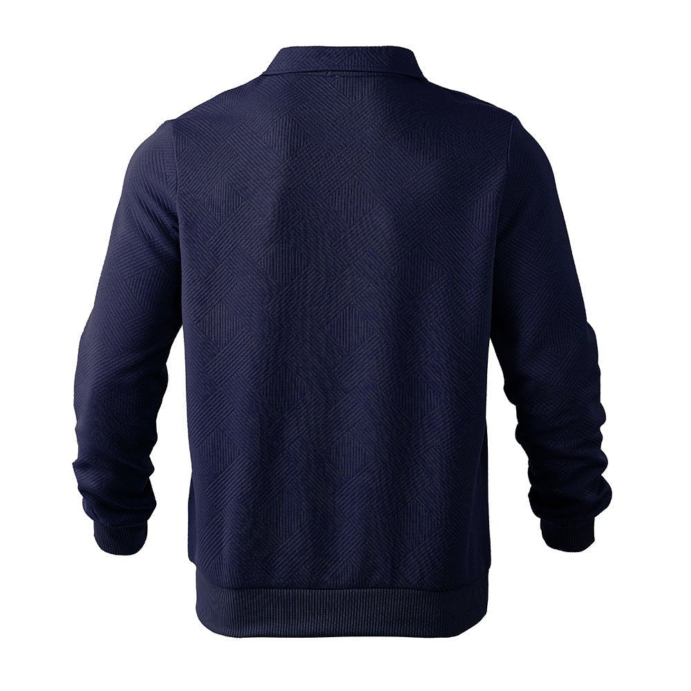 Lapel Jacquard Half-zipper Sweatshirt Fashion Solid Color Long-sleeved Tops For Men Clothing | Luxury Home Accessories | Heulog Glow