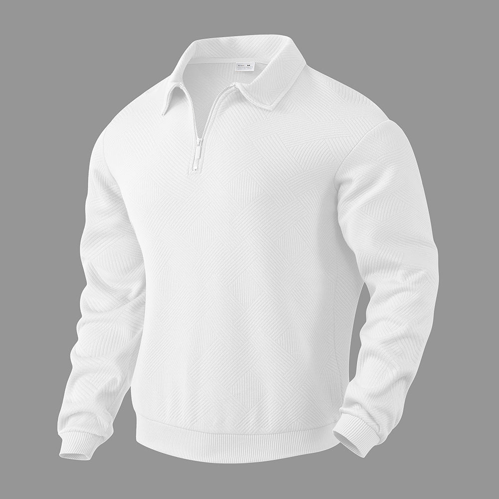 Lapel Jacquard Half-zipper Sweatshirt Fashion Solid Color Long-sleeved Tops For Men Clothing | Luxury Home Accessories | Heulog Glow