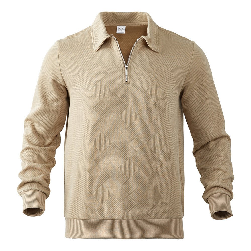 Lapel Jacquard Half-zipper Sweatshirt Fashion Solid Color Long-sleeved Tops For Men Clothing | Luxury Home Accessories | Heulog Glow