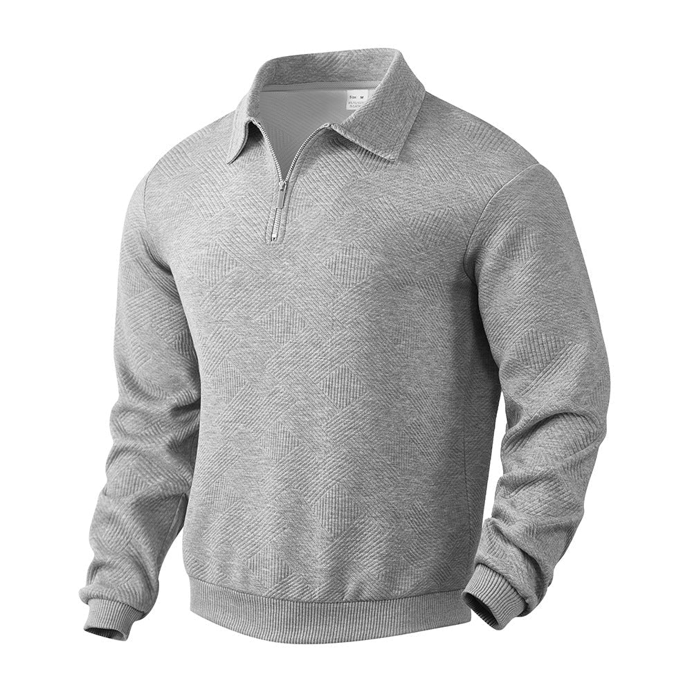 Lapel Jacquard Half-zipper Sweatshirt Fashion Solid Color Long-sleeved Tops For Men Clothing | Luxury Home Accessories | Heulog Glow