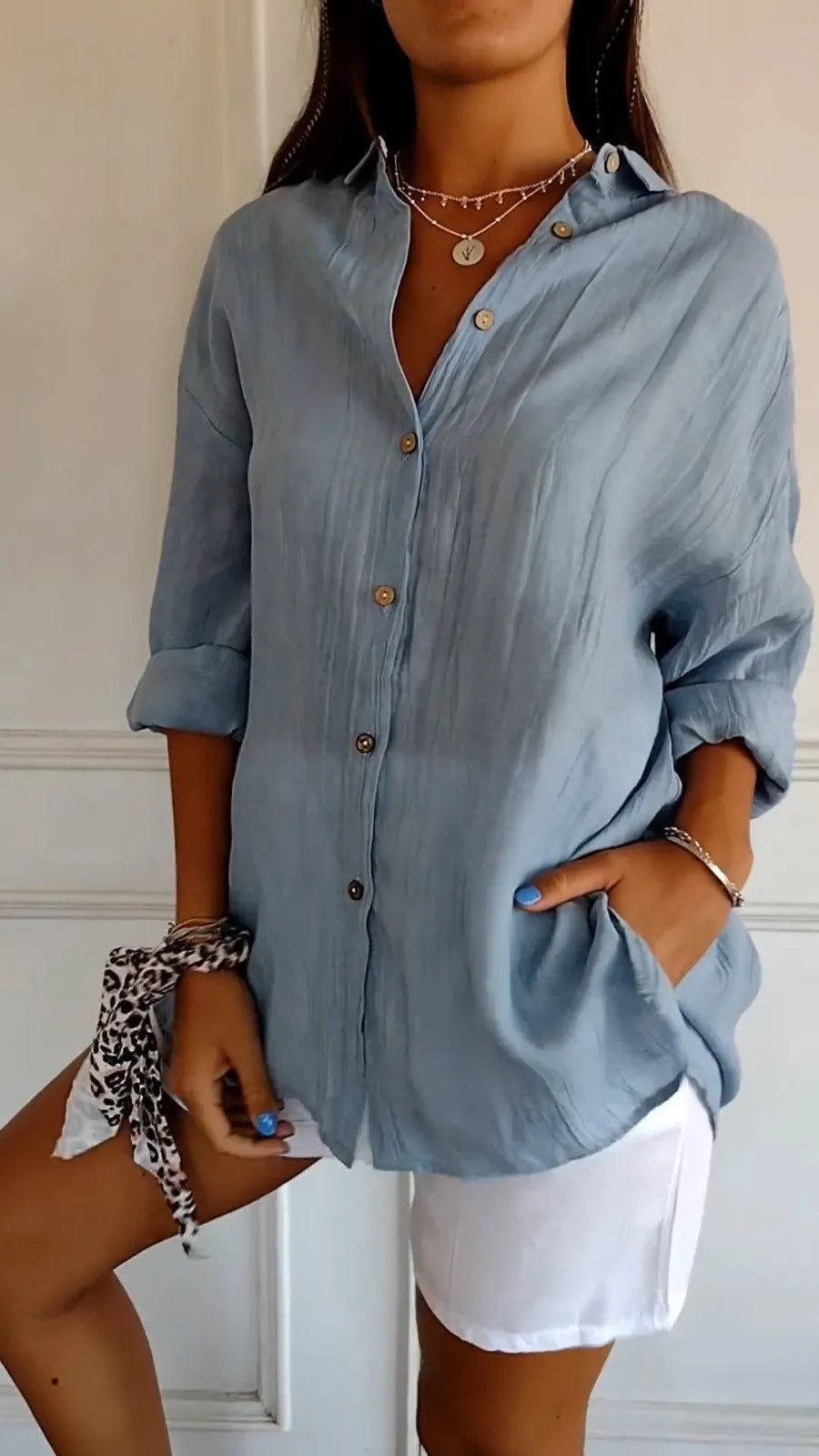 Lapel Long Sleeve Shirt Women's Single-breasted Pleated Shirt Tops Clothing | Luxury Home Accessories | Heulog Glow
