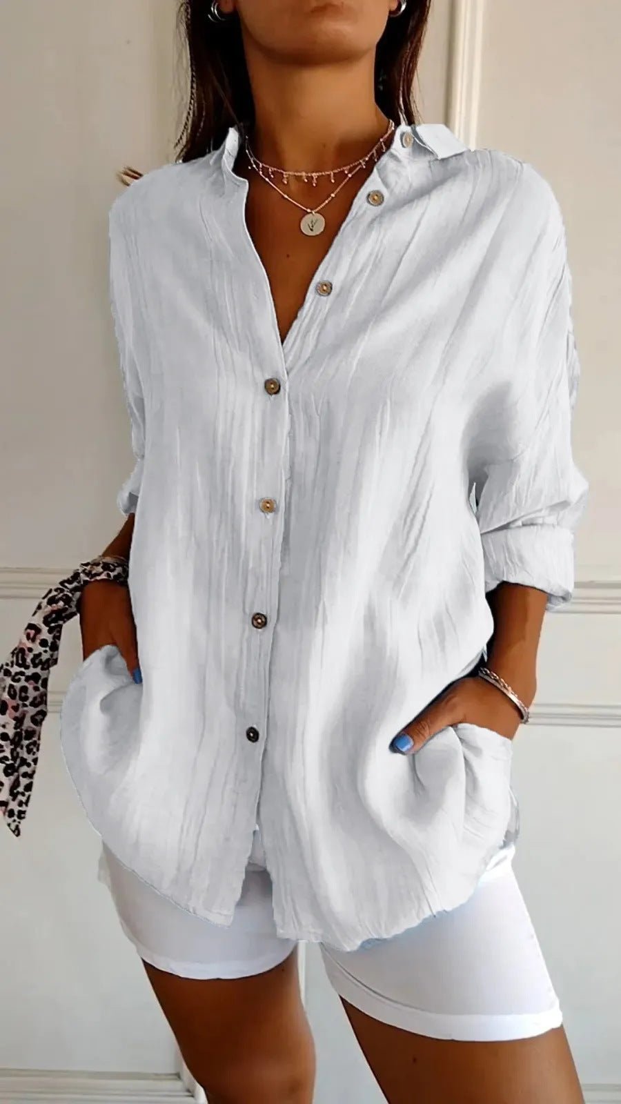 Lapel Long Sleeve Shirt Women's Single-breasted Pleated Shirt Tops Clothing | Luxury Home Accessories | Heulog Glow
