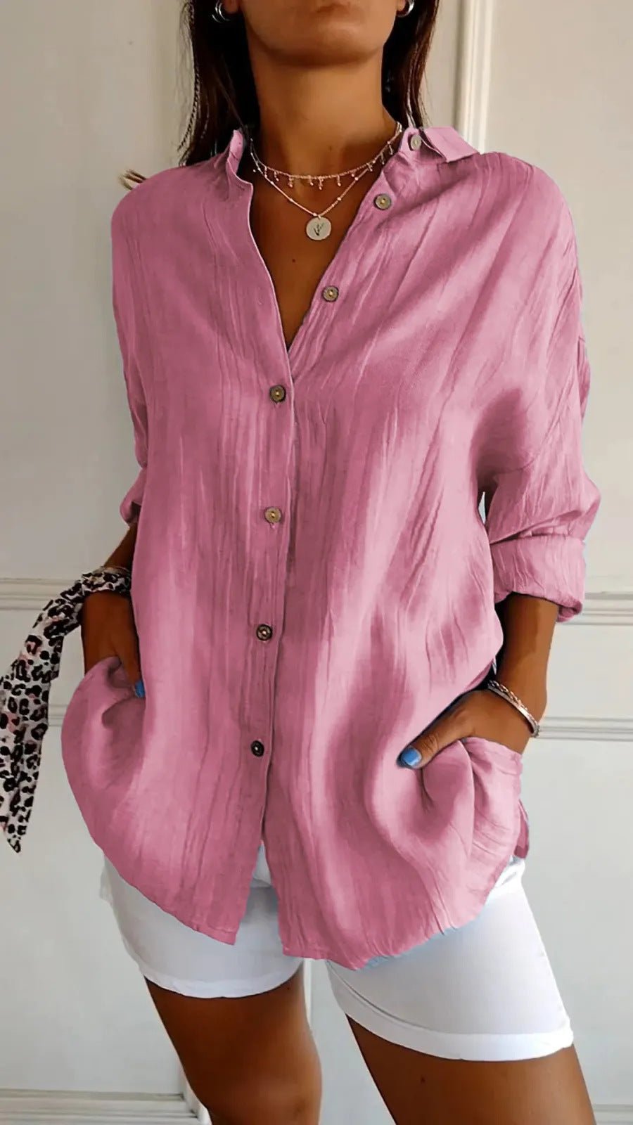 Lapel Long Sleeve Shirt Women's Single-breasted Pleated Shirt Tops Clothing | Luxury Home Accessories | Heulog Glow