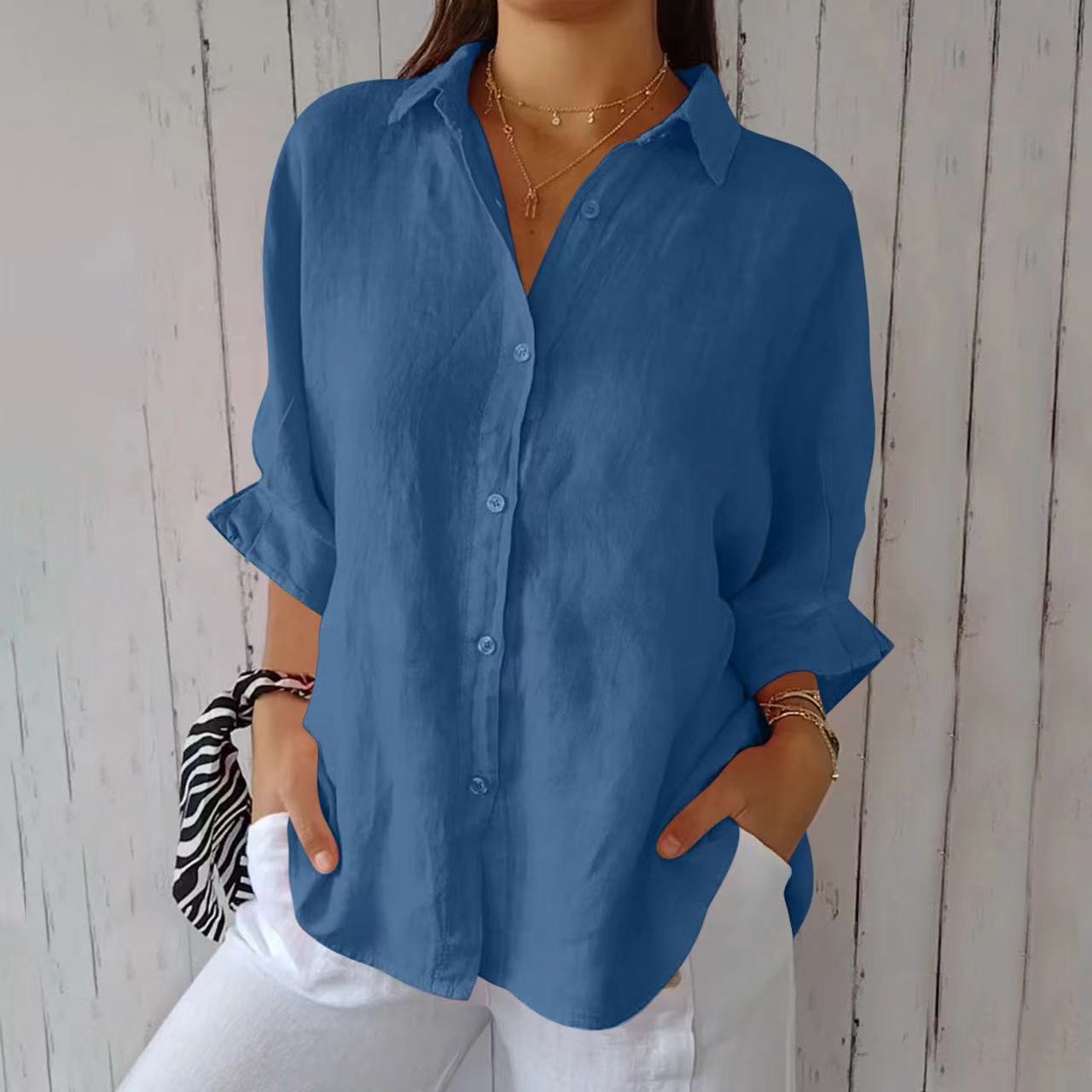 Lapel Long Sleeve Shirt Women's Single-breasted Pleated Shirt Tops Clothing | Luxury Home Accessories | Heulog Glow