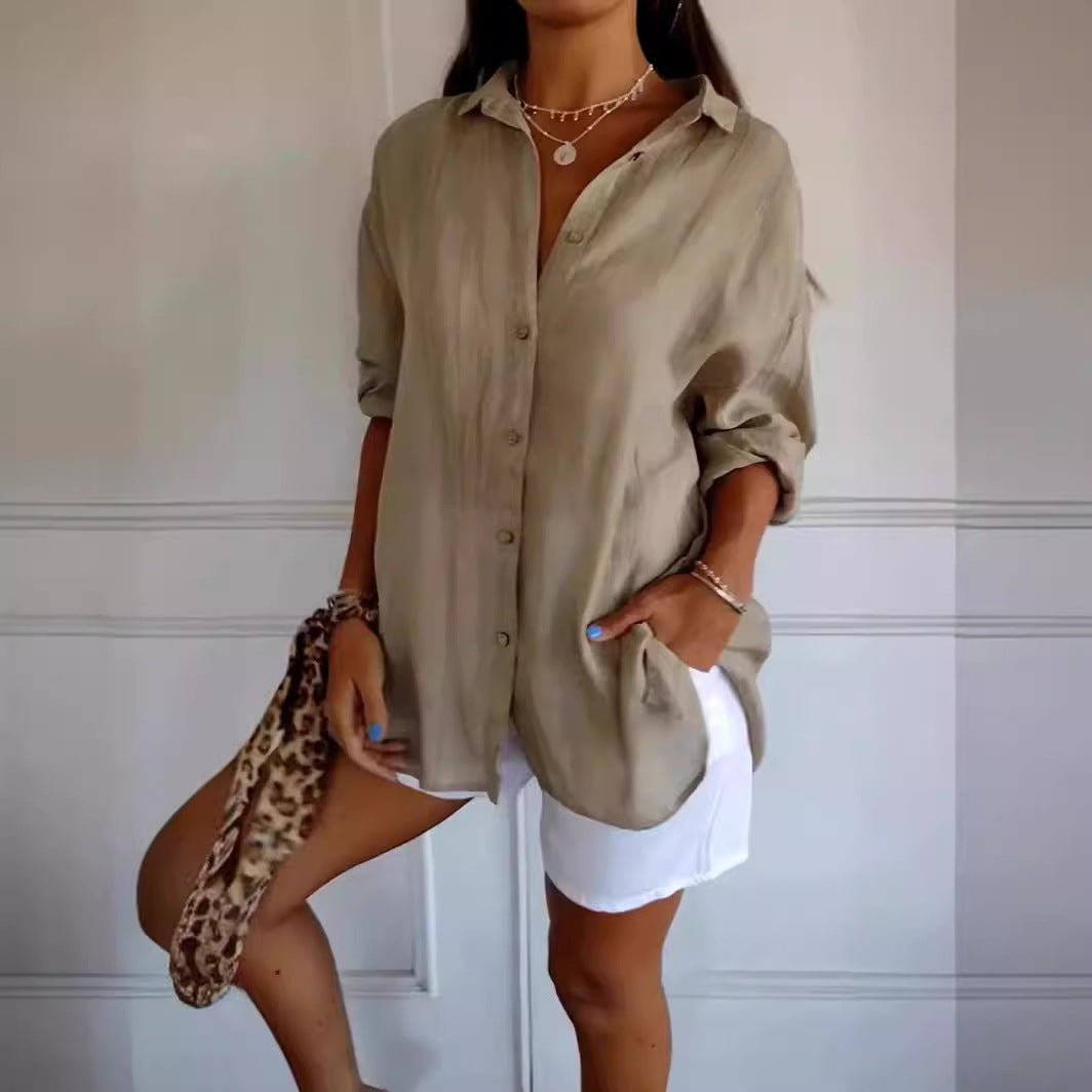 Lapel Long Sleeve Shirt Women's Single-breasted Pleated Shirt Tops Clothing | Luxury Home Accessories | Heulog Glow