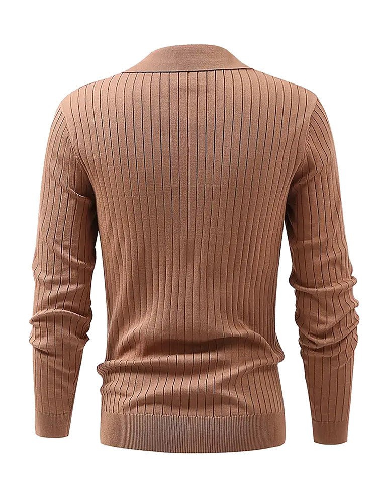Lapel Texture Stretch Slim Knit Polo Shirt Men Polo Shirt Fashion Waffle Long-sleeved Tops Clothing Casual Comfortable Golf Men's Clothing | Luxury Home Accessories | Heulog Glow