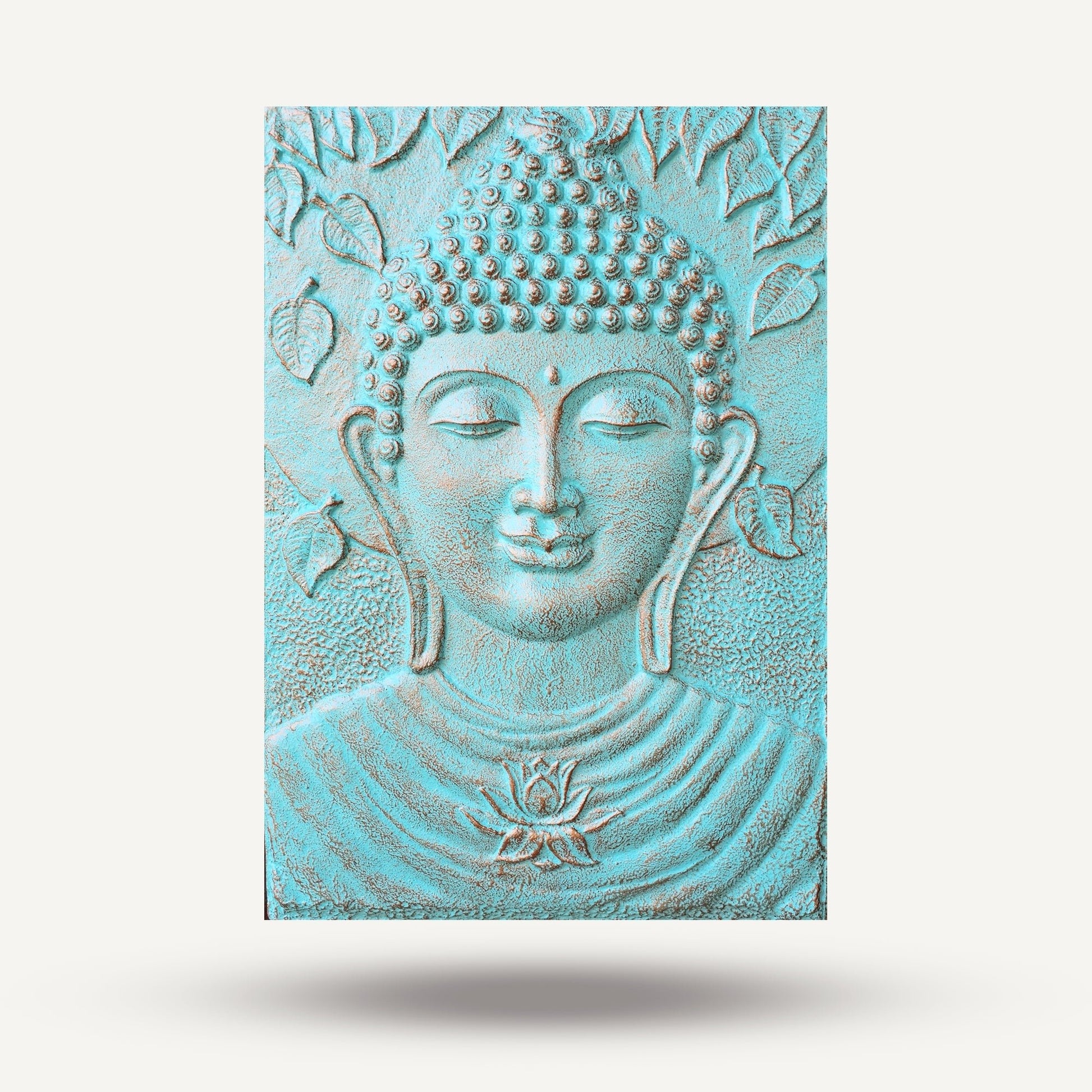 Large Buddha Iron Frame Turquoise Relief - 0.7x1m | Luxury Home Accessories | Heulog Glow