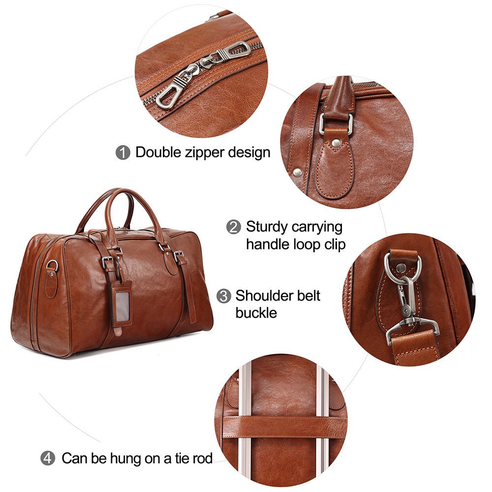 Large Capacity Retro Hand-held Business Leather Short Trip Travel Bag | Luxury Home Accessories | Heulog Glow