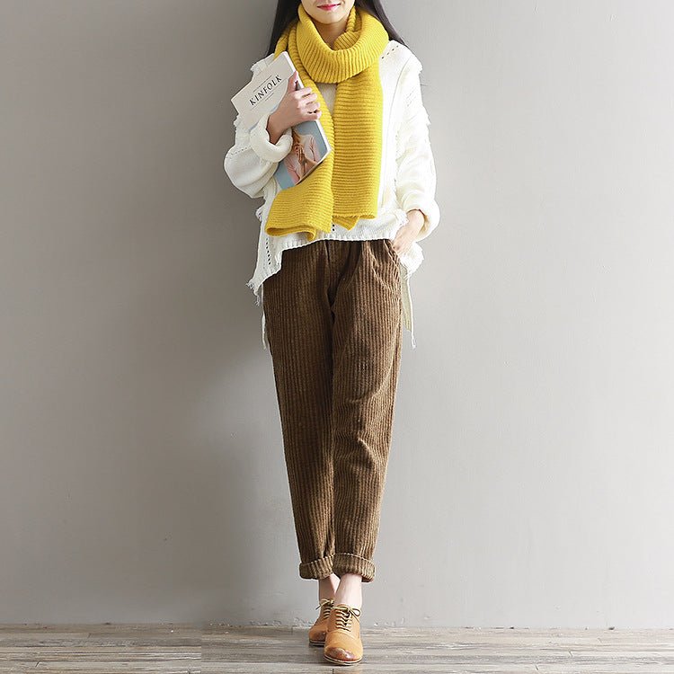 Large Size Women's Art Fan Xian Thin Corduroy Pants Autumn And Winter Loose Casual Trousers | Luxury Home Accessories | Heulog Glow