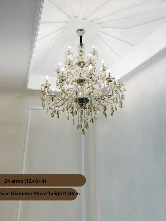 Large Villa 24/32/36/48 Lamps Crystal Chandelier Stair Long Lighting Fixture | Luxury Home Accessories | Heulog Glow