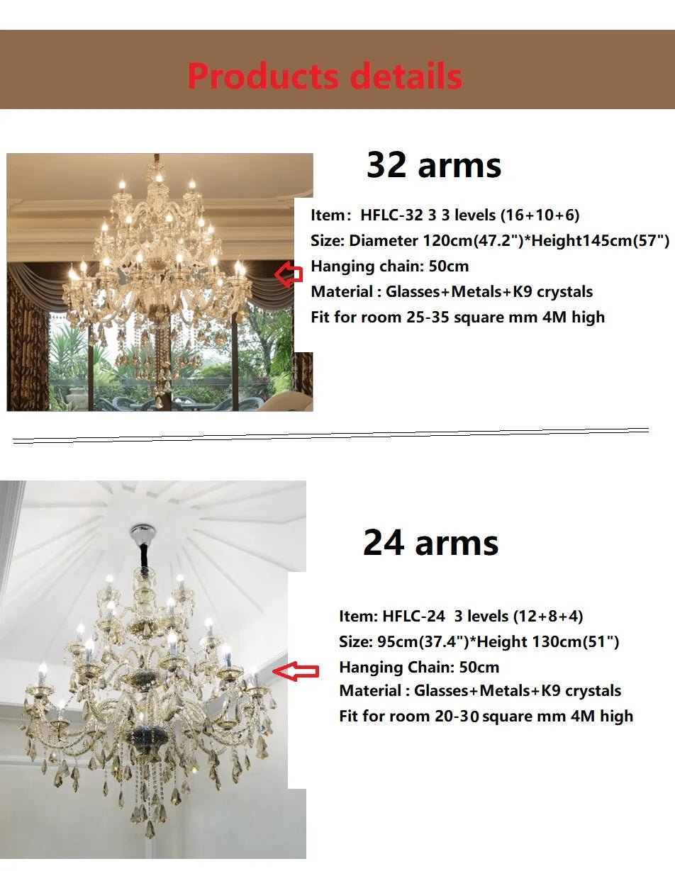 Large Villa 24/32/36/48 Lamps Crystal Chandelier Stair Long Lighting Fixture | Luxury Home Accessories | Heulog Glow