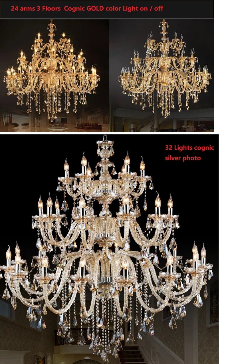 Large Villa 24/32/36/48 Lamps Crystal Chandelier Stair Long Lighting Fixture | Luxury Home Accessories | Heulog Glow