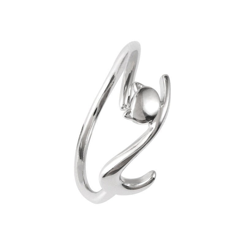 Lazy Cat Open Ring Women Creative Niche Design Cute Cat Ring | Luxury Home Accessories | Heulog Glow