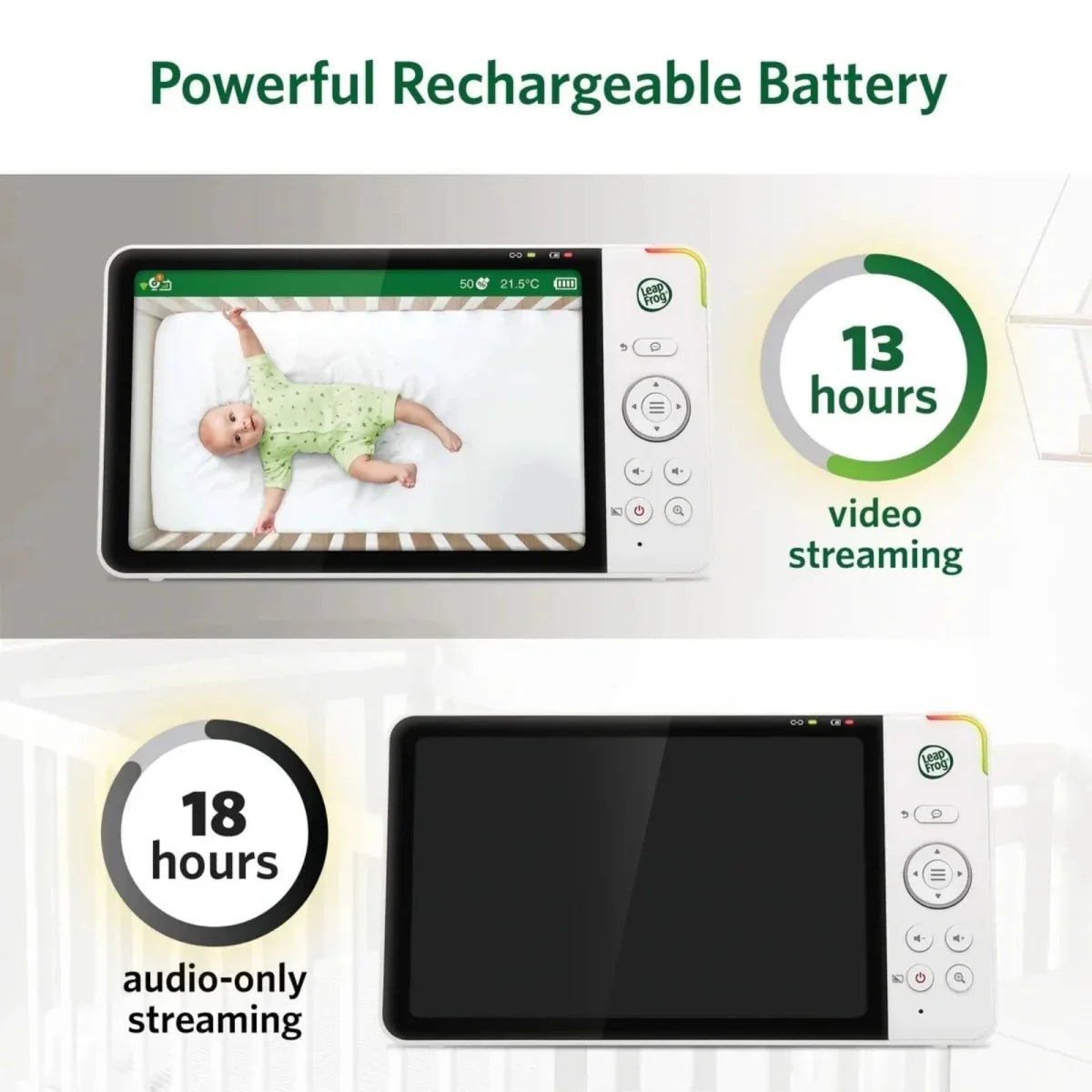 LeapFrog LF5817HD 7" Wi-Fi Smart Video Baby Monitor | Luxury Home Accessories | Heulog Glow