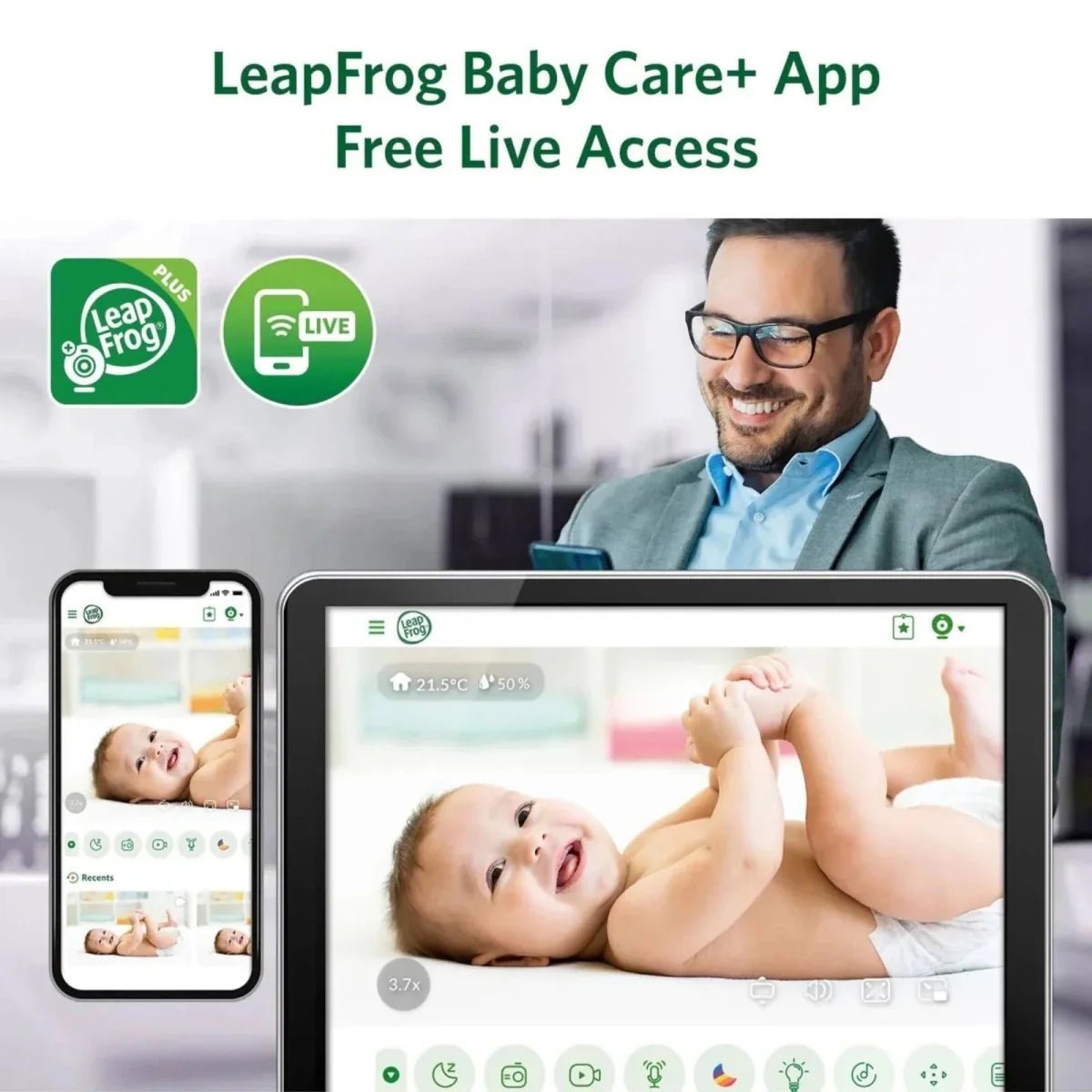 LeapFrog LF5817HD 7" Wi-Fi Smart Video Baby Monitor | Luxury Home Accessories | Heulog Glow