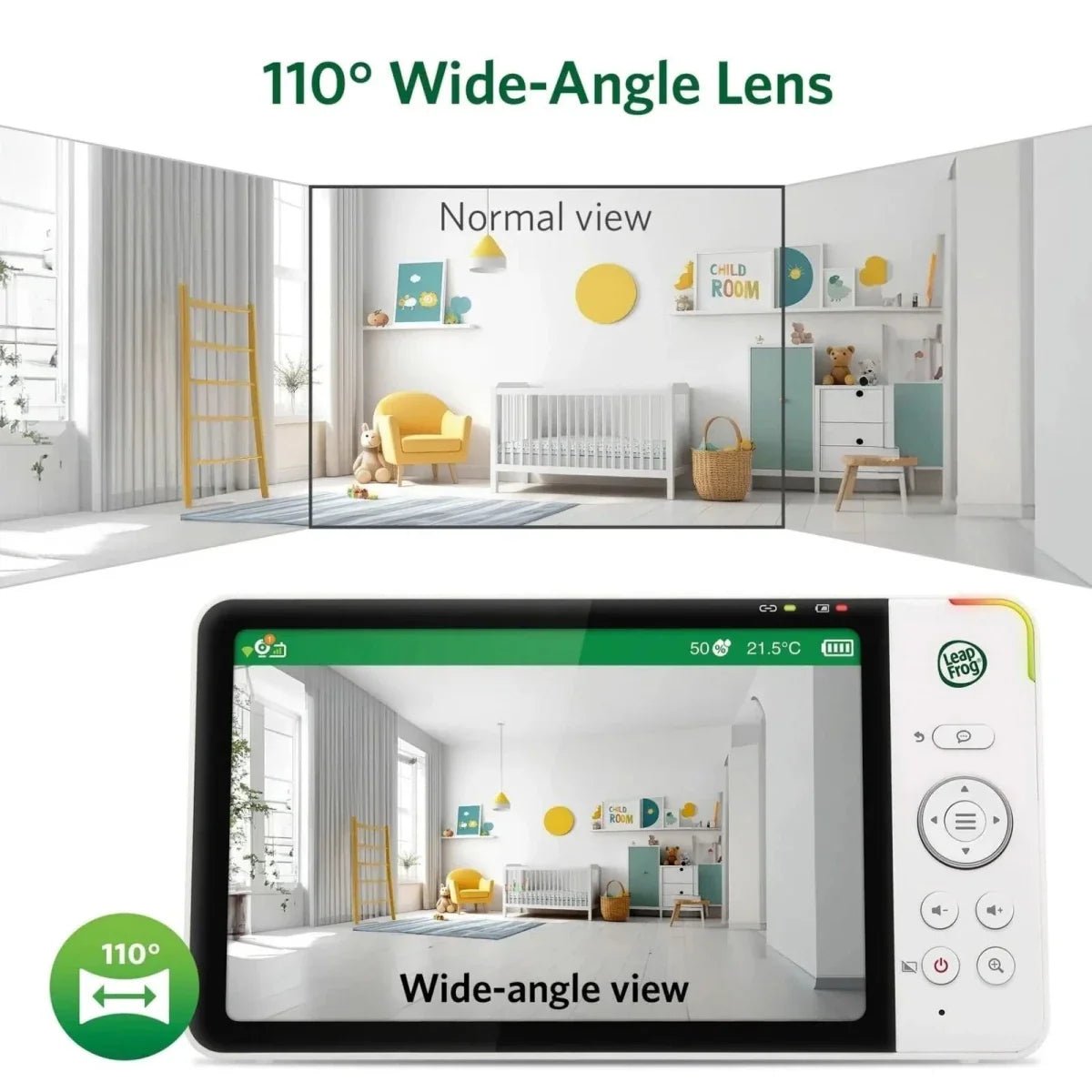 LeapFrog LF5817HD 7" Wi-Fi Smart Video Baby Monitor | Luxury Home Accessories | Heulog Glow