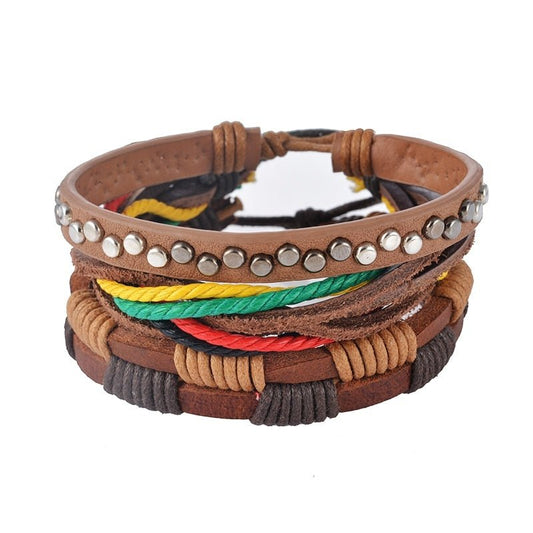 Leather Bracelet Men Multilayer Bead Bracelet Punk Wrap Bracelets for Women Vintage punk Men Jewelry | Luxury Home Accessories | Heulog Glow