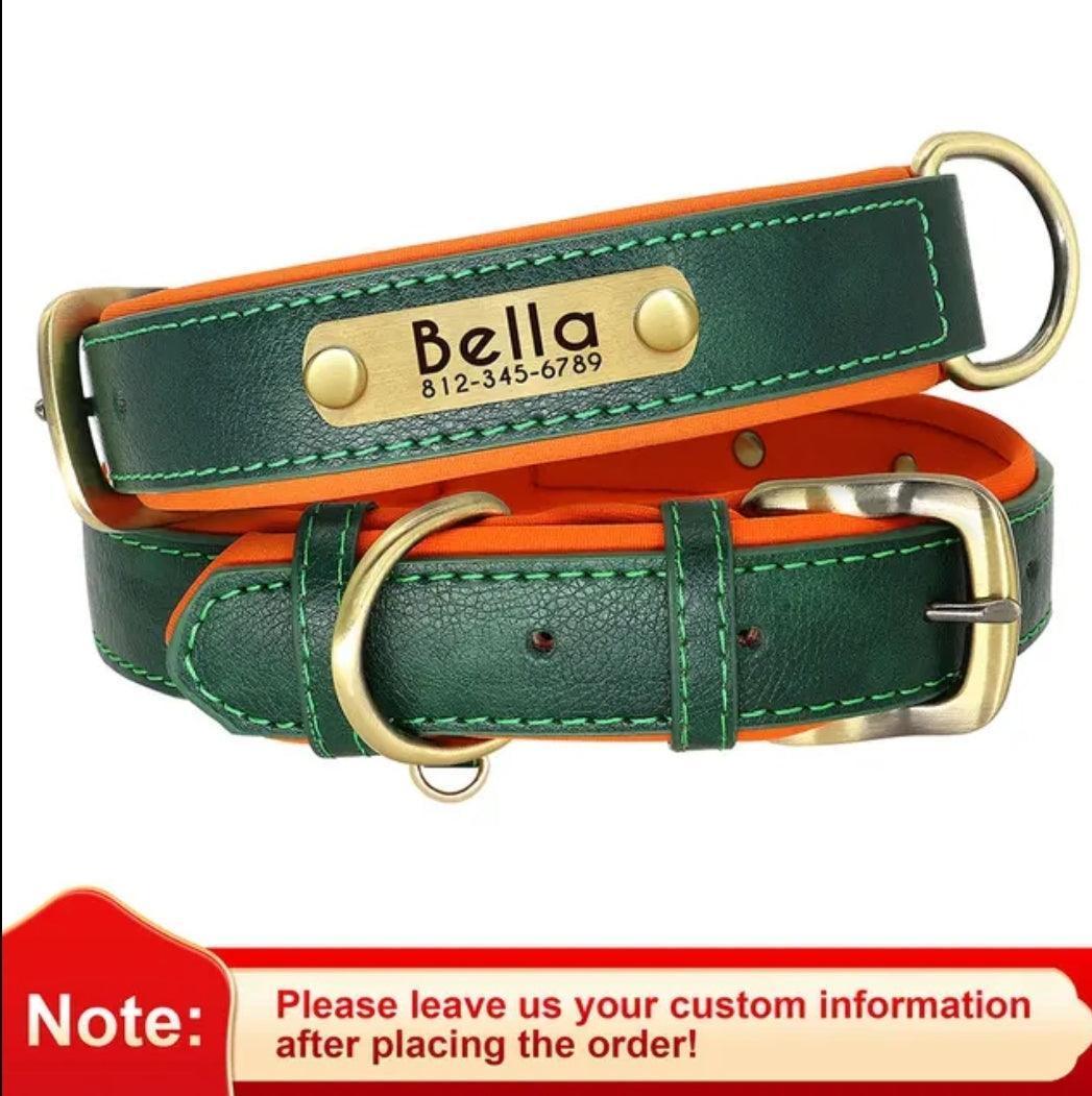 Leather Collar with Custom Tag | Luxury Home Accessories | Heulog Glow