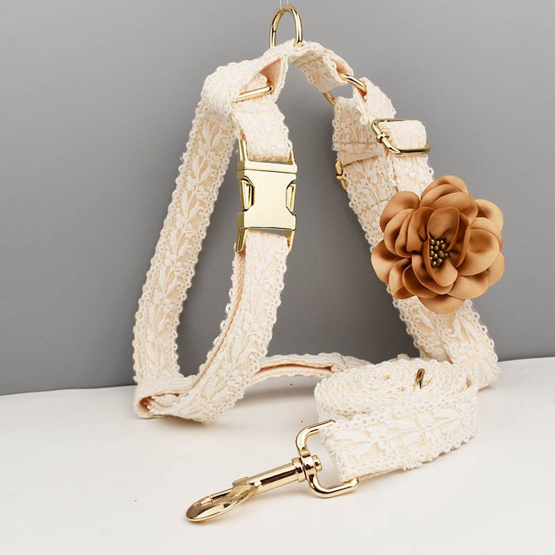 Leaves Lace Pet Vest Collar Wedding Exclusive For Cross-border Dog Leash One Piece Hair Lettering Change Button | Luxury Home Accessories | Heulog Glow