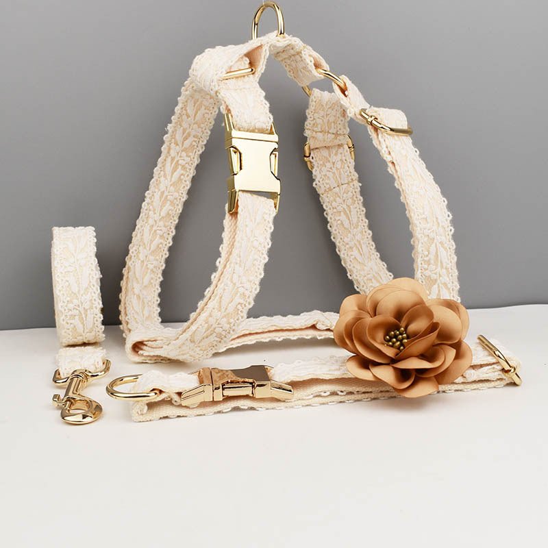 Leaves Lace Pet Vest Collar Wedding Exclusive For Cross-border Dog Leash One Piece Hair Lettering Change Button | Luxury Home Accessories | Heulog Glow