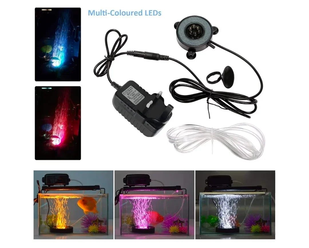 LED Aquarium Fish Tank Air Stone - Multicolor Light | Luxury Home Accessories | Heulog Glow