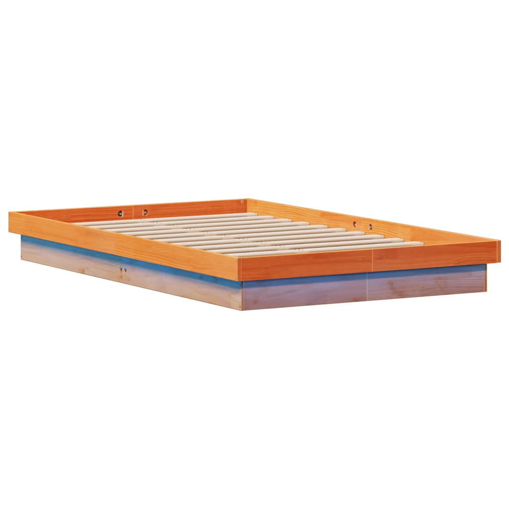 LED Bed Frame without Mattress Wax Brown 140x200 cm Solid Wood | Luxury Home Accessories | Heulog Glow