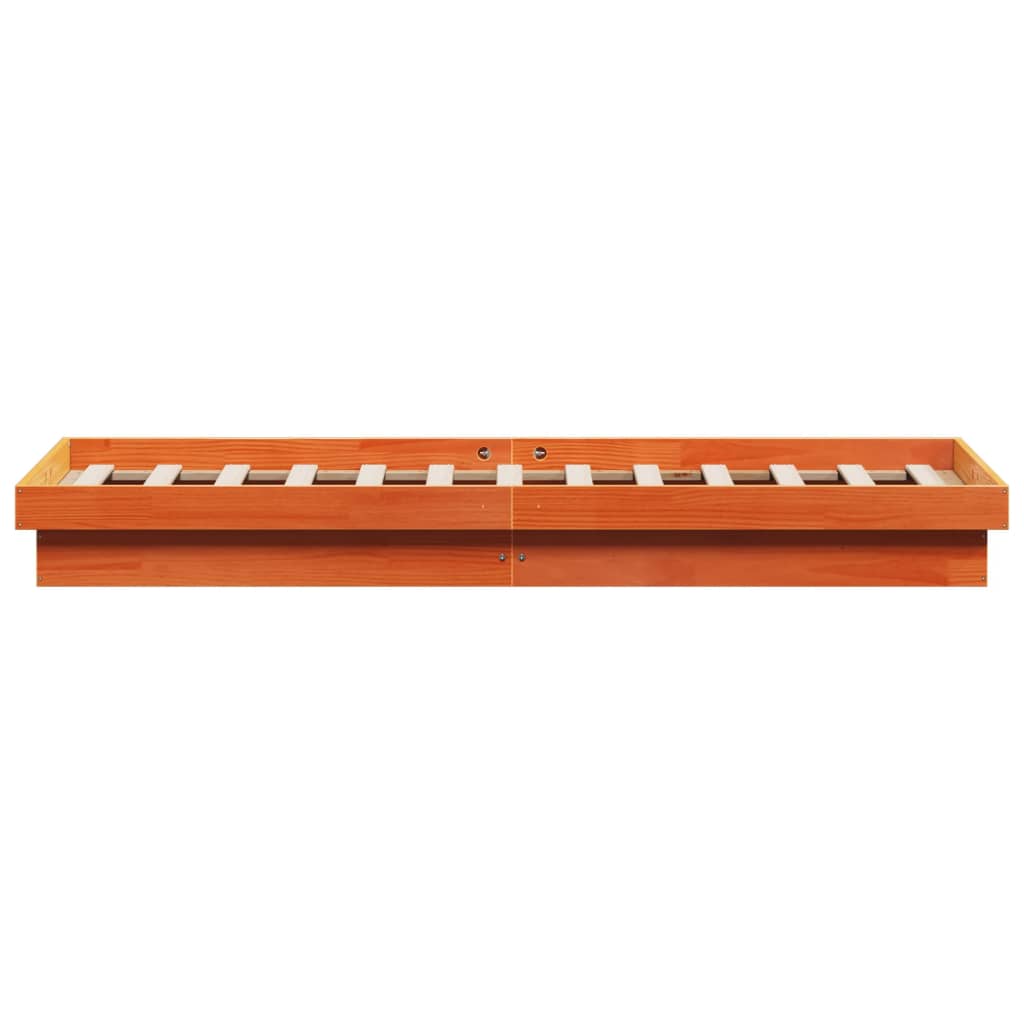 LED Bed Frame without Mattress Wax Brown 140x200 cm Solid Wood | Luxury Home Accessories | Heulog Glow