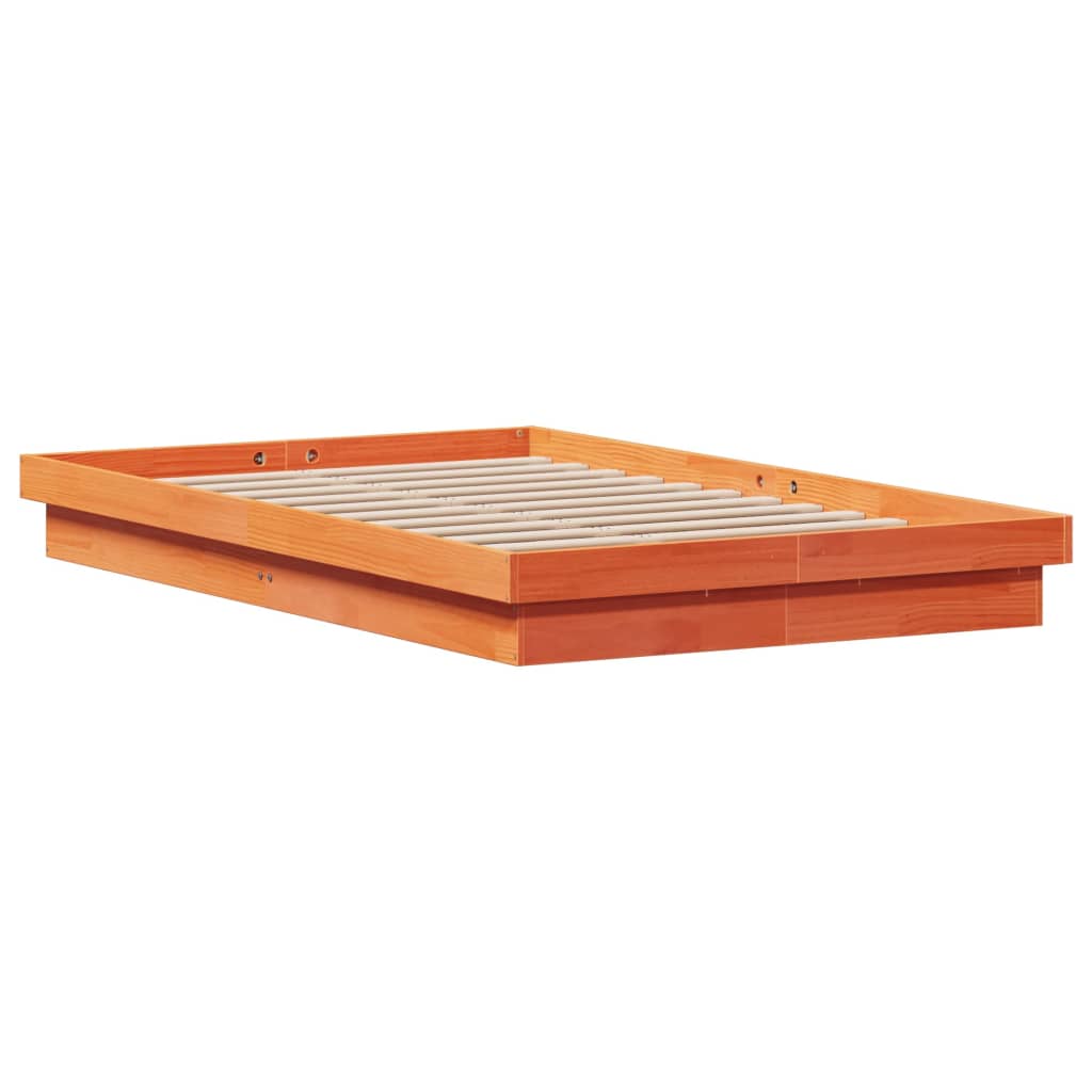 LED Bed Frame without Mattress Wax Brown 140x200 cm Solid Wood | Luxury Home Accessories | Heulog Glow