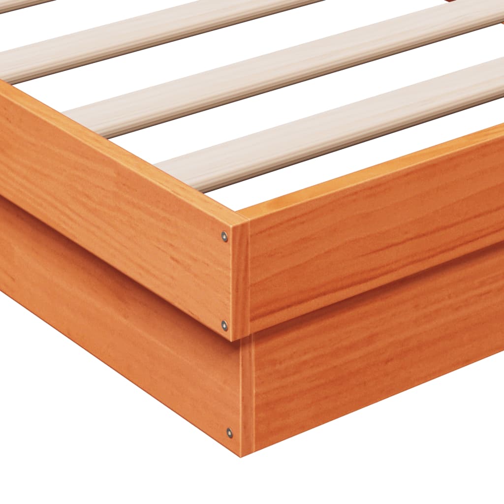 LED Bed Frame without Mattress Wax Brown 140x200 cm Solid Wood | Luxury Home Accessories | Heulog Glow