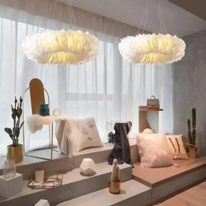Led Ceiling Chandelier With Feathers Pendant Hanging Light | Luxury Home Accessories | Heulog Glow