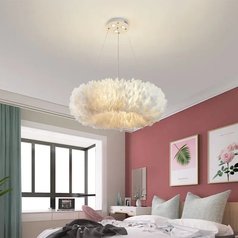 Led Ceiling Chandelier With Feathers Pendant Hanging Light | Luxury Home Accessories | Heulog Glow