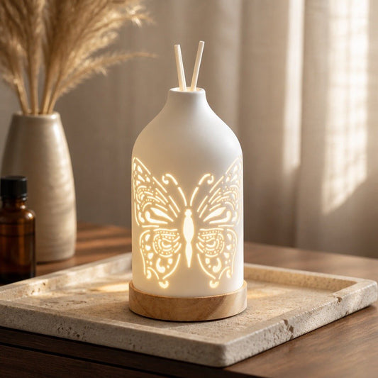 LED - Ceramic Butterfly Reed Diffuser -19cm | Luxury Home Accessories | Heulog Glow