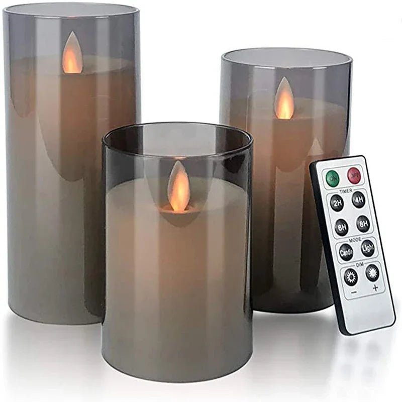 LED Glass Candle Full Set Remote Control Timer for Christmas Wedding | Luxury Home Accessories | Heulog Glow